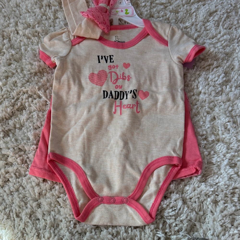 Kids Pink & Cream One-Piece Bodysuit - Daddy's Heart